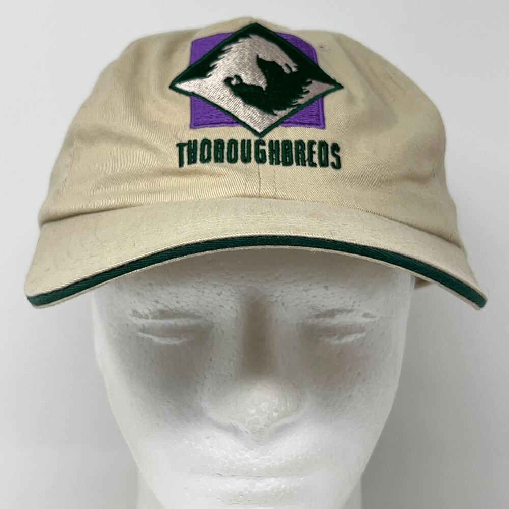 Vintage 90s Santa Anita Park Thoroughbreds Hat Baseball Cap Horse Racing Beige View 2